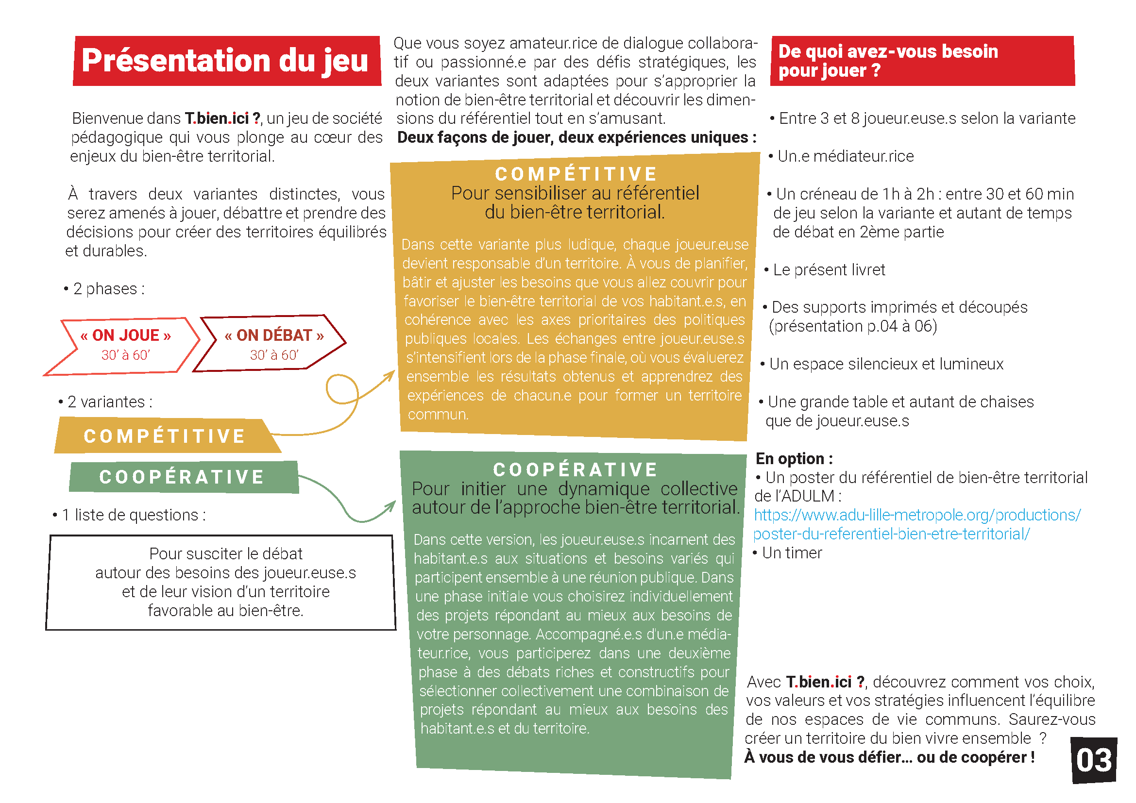 Livret de jeu